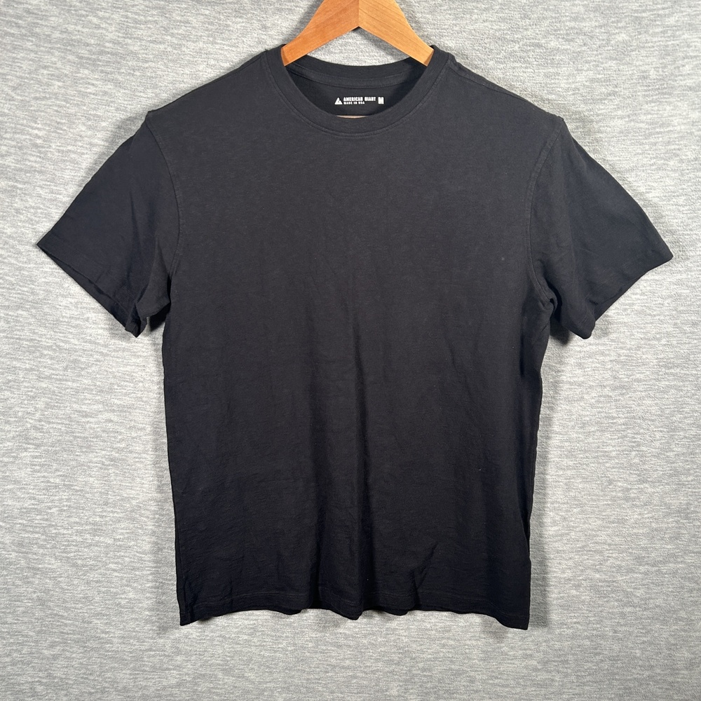 American Giant Shirt Men M Black Made USA Crew Neck Cotton Tagless TeeNEW